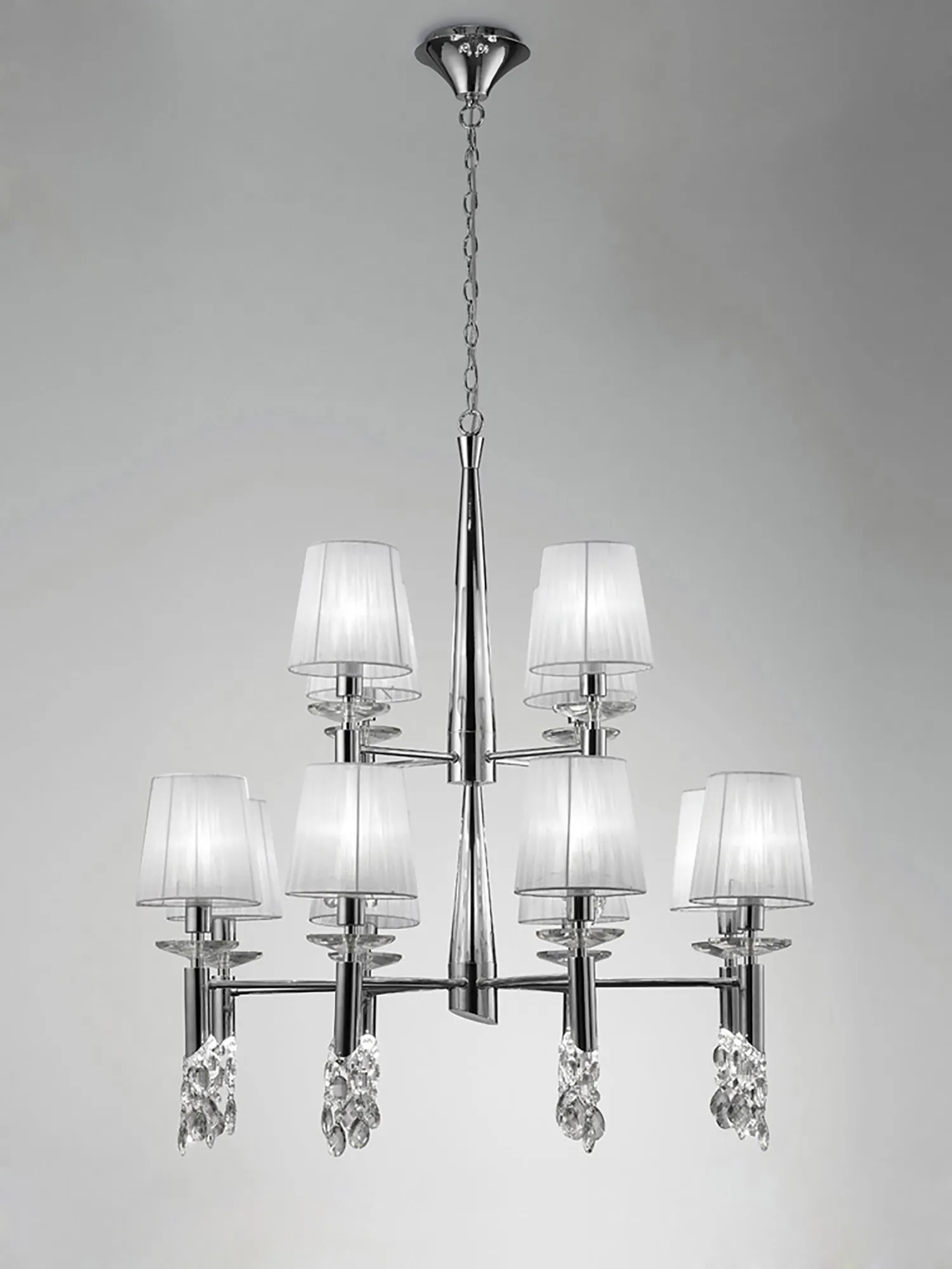 Tiffany Polished Chrome Crystal Ceiling Lights Mantra Tiered Crystal Fittings